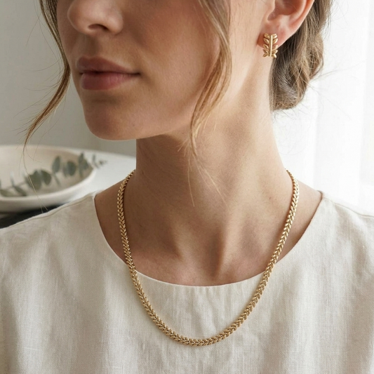 Juego de Collar y Aretes Piga Hoja de Trigo