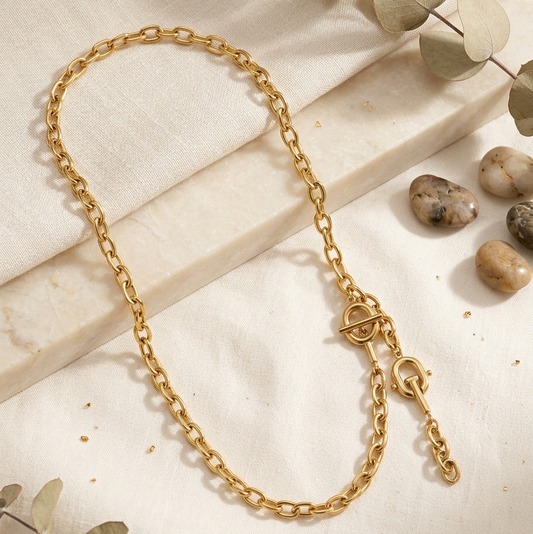 Collar de Cadena Dorada Acero Inox.