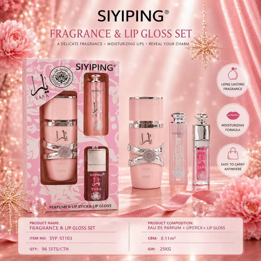 Set de Perfume, Lipstick y Lip Gloss