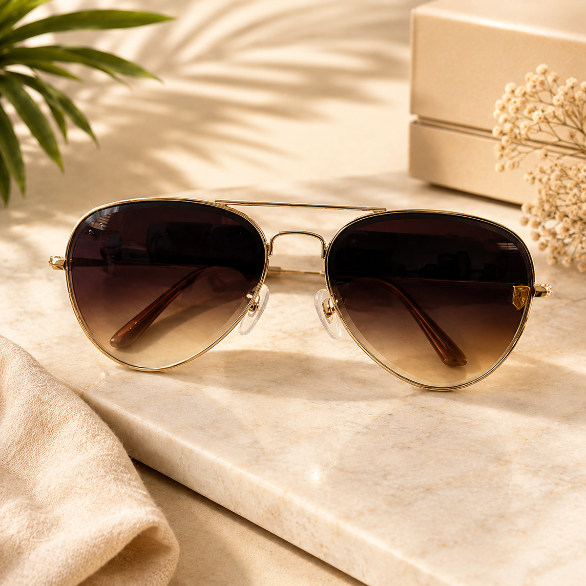 Gafas de Sol Estilo Aviador – Marco Dorado y Lentes Degradados Café